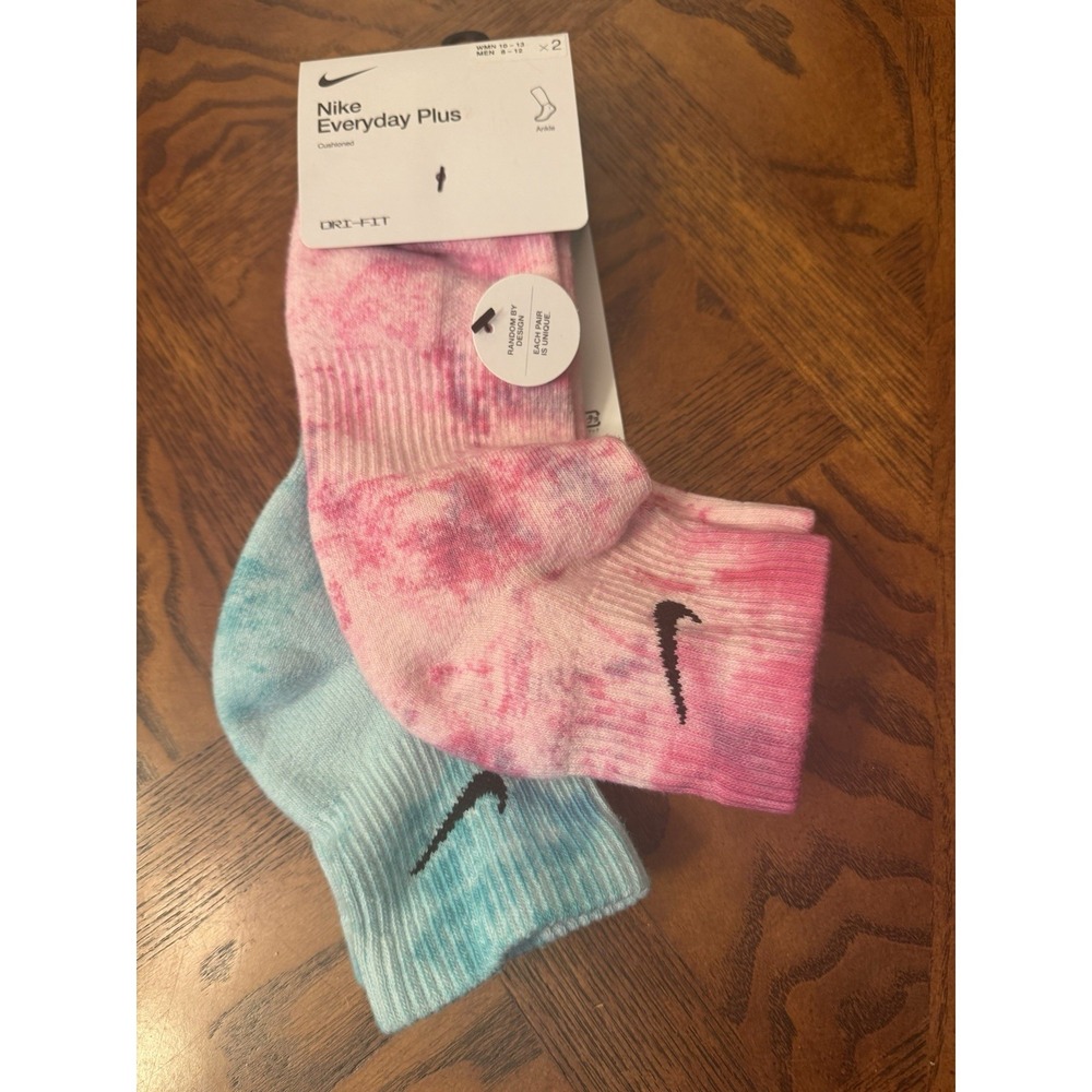 Nike Ankle Socks 2pk Dri-Fit EverydayPlus Cushioned TieDye Men 8-12 Women 10-13